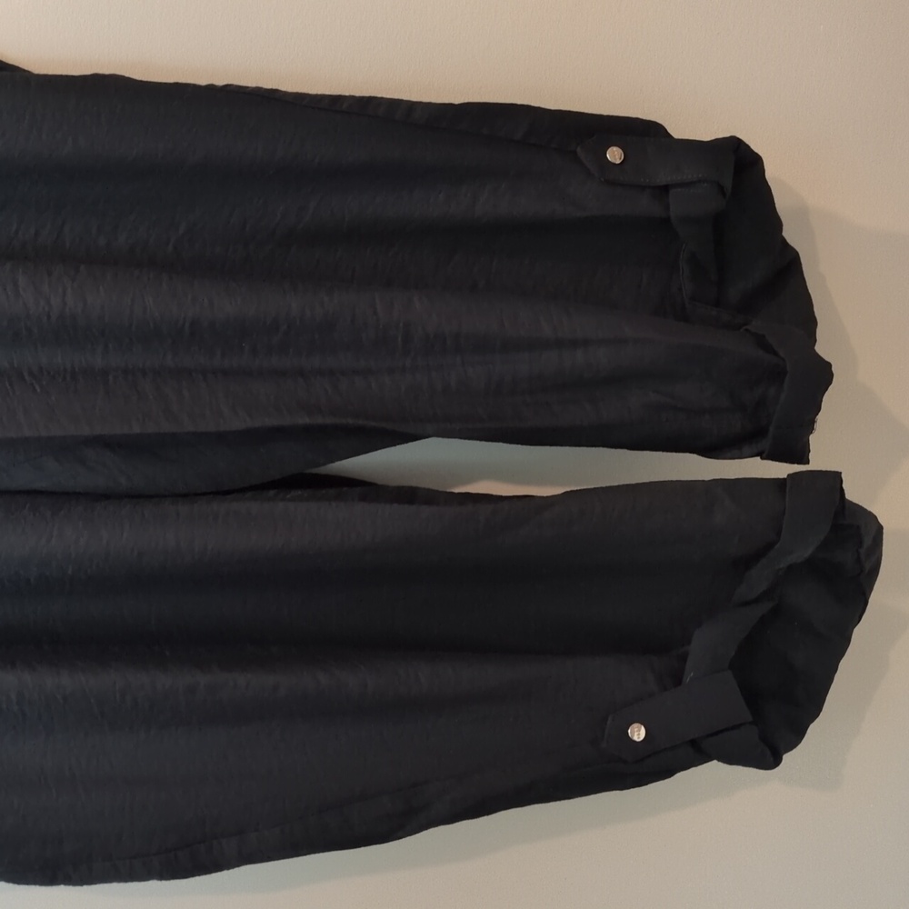 DKNY Black V-Neck Button Down Short Sleeve Rolled Ankle Hem Jumpsuit Women's XL - Picture 11 of 16